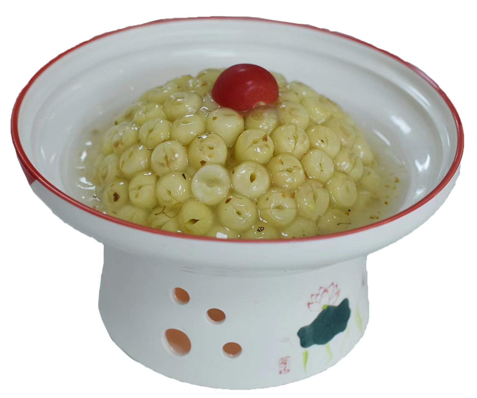 鲜莲扣蒸熟打开后的成品